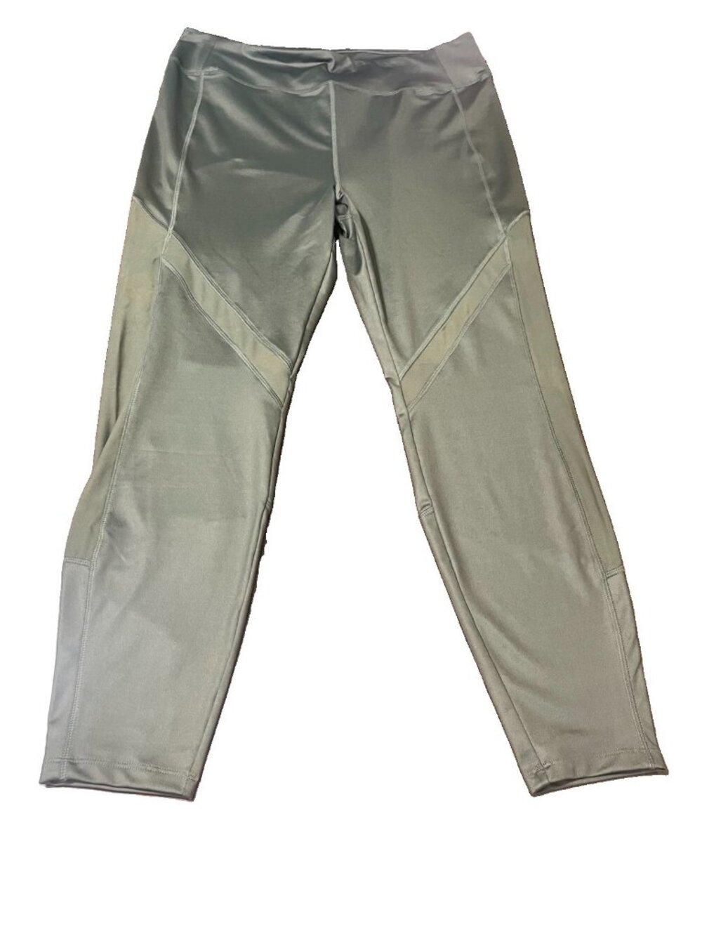 FOREVER 21 Women's Plus Size 2X Olive Green Leggings with Sheer Mesh Panels